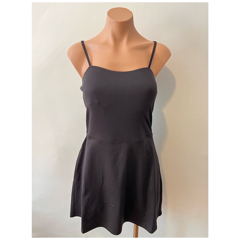 ALO Yoga Black Spaghetti-Strap Skater Dress